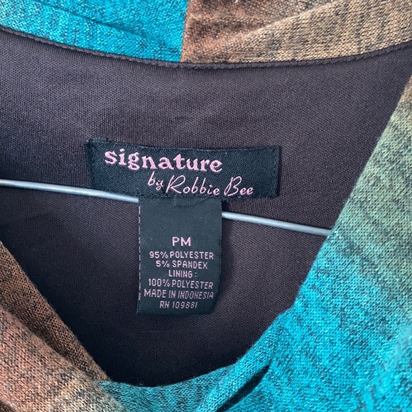 Signature by Bobbi Bee brown blue sweater cowl neck midi short sleeved dress - Picture 4 of 17